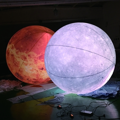 Flashing inflatable Helium waterproof led light moon planet balloon with sticks for christmas party event decorations