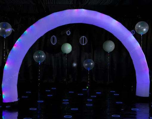 inflatable outdoor white color arch with RGB led lights for event advertising inflatable lighting rainbow led arches