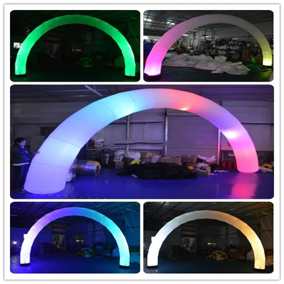 inflatable outdoor white color arch with RGB led lights for event advertising inflatable lighting rainbow led arches