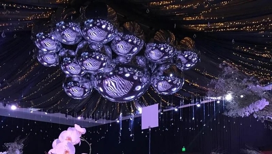 Double Layer Inflatable Advertising Balloons Silver Inflatable Mirror Ball
