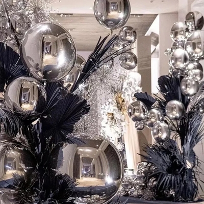 PVC Sphere Inflatable Mirror Ball Floating Silver Holiday Nightclub