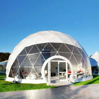 Banquet Architecture Pvdf Coated Fabric Tensile Membrane Structure Big Dome Geodesic Tent With White Pvc Cover