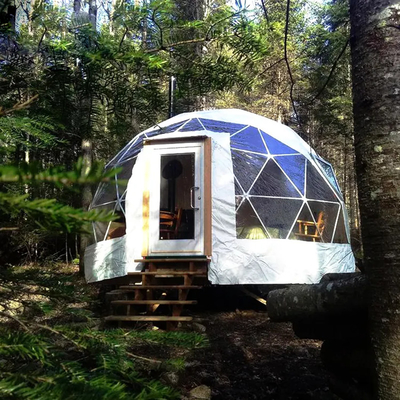 Outdoor luxury 8m Diameter waterproof canopy safari glamping resort round hotel geodesic dome tent