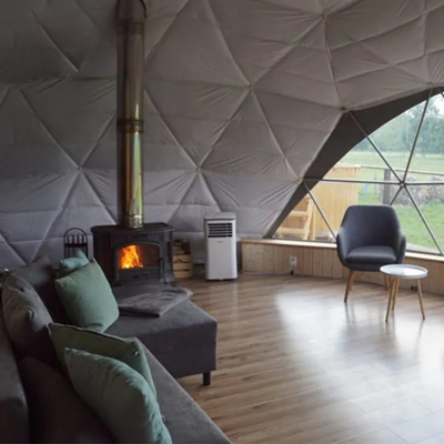 Outdoor luxury 8m Diameter waterproof canopy safari glamping resort round hotel geodesic dome tent