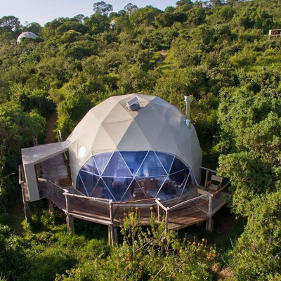 Custom Galvanized steel poles PVC glamping Geodesic Dome Tent House