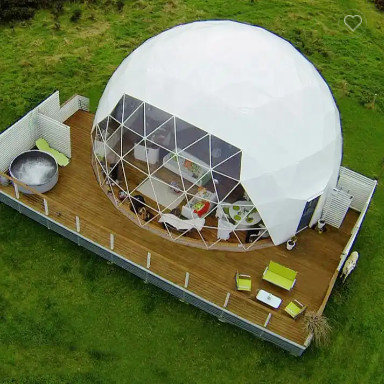 Custom Galvanized steel poles PVC glamping Geodesic Dome Tent House