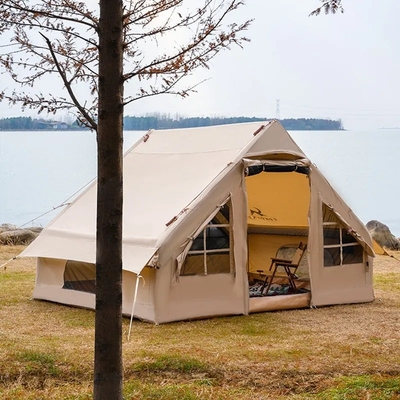Outdoor Camping Inflatable House Tent Canvas or Oxford Family Part Tents for 3-4 Person