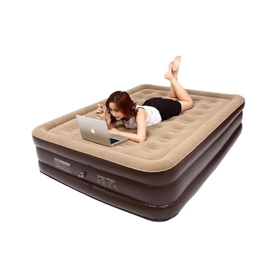Elevated Built-in Pump Durable Automatic Electric Inflation Blow Up Air Bed Soft Plush Flocking Mattress