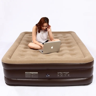Elevated Built-in Pump Durable Automatic Electric Inflation Blow Up Air Bed Soft Plush Flocking Mattress