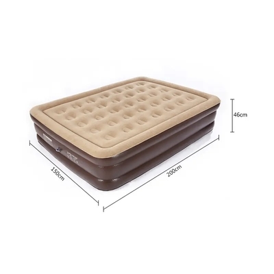 Elevated Built-in Pump Durable Automatic Electric Inflation Blow Up Air Bed Soft Plush Flocking Mattress