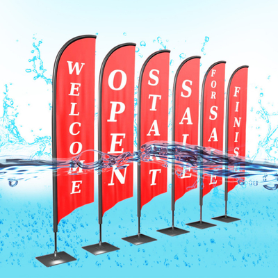 outdoor flying banner promotion custom printed advertising knife type teardrop flag bali bow beach flag with corss base