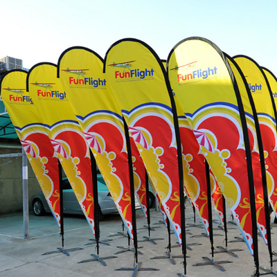 outdoor flying banner promotion custom printed advertising knife type teardrop flag bali bow beach flag with corss base